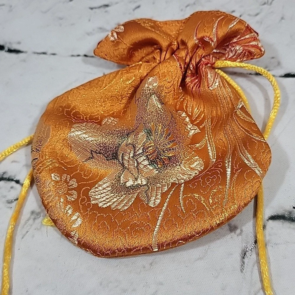 Vintage‎ Jewelry Bags Mini Drawstring Velvet Brocade Sacks Lot Of 4
